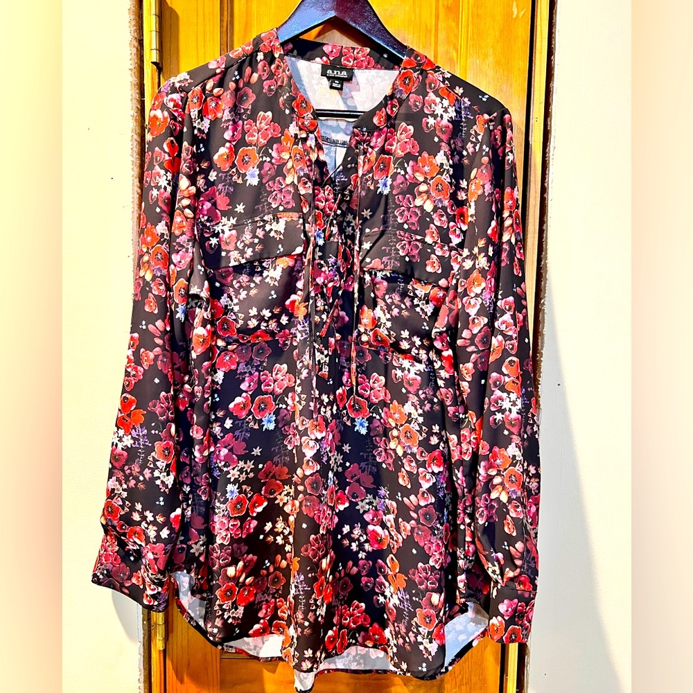 a.n.a. A New Approach Lace Up Top